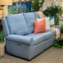 Load image into Gallery viewer, Powder Blue Reclining Sofa