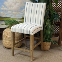 Load image into Gallery viewer, Linen & Blue Striped Counter Stool