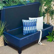 Load image into Gallery viewer, Navy Storage Ottoman