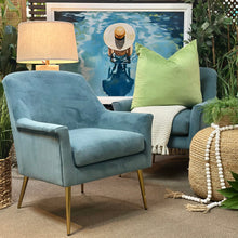 Load image into Gallery viewer, Teal Velvet-Like Chair