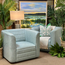 Load image into Gallery viewer, Faux Leather Aqua Swivel Chair