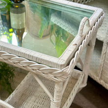 Load image into Gallery viewer, White Wicker Bar Cart