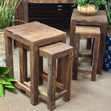 Load image into Gallery viewer, Set/2 Reclaimed Wood Nesting Tables