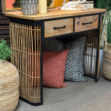 Load image into Gallery viewer, MCM Bamboo & Wrought Iron Console