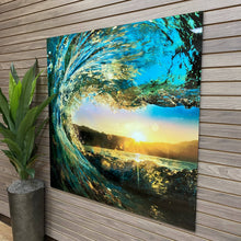 Load image into Gallery viewer, Tempered Glass Wave W/Gold Leaf