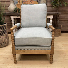 Load image into Gallery viewer, Spindle Chair w/ Light Blue Upholstery