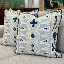 Load image into Gallery viewer, Navy/Light Blue Down Designer Pillow
