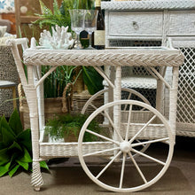Load image into Gallery viewer, White Wicker Bar Cart