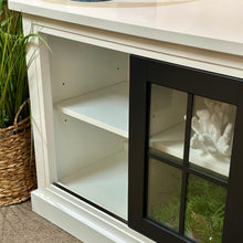 Load image into Gallery viewer, White & Black Sliding Door Cabinet