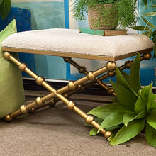 Load image into Gallery viewer, White Boucle/Gold Stool