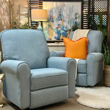 Load image into Gallery viewer, Sky Blue Swivel Glider Recliner