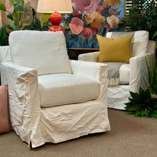Load image into Gallery viewer, White Slipcover Swivel Glider