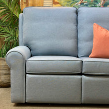 Load image into Gallery viewer, Powder Blue Reclining Sofa