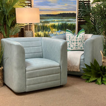 Load image into Gallery viewer, Faux Leather Aqua Swivel Chair