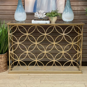 Gold Console w/ Mirrored Top