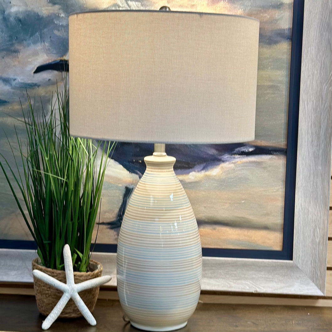 Blue/Mocha Striped Lamp
