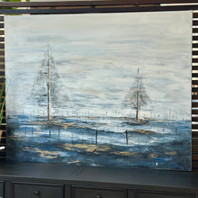 Load image into Gallery viewer, Navy/White Sailing Art

