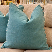 Load image into Gallery viewer, Stitched Teal Down Pillow

