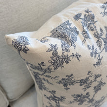 Load image into Gallery viewer, Blue/Ivory Floral Pillow
