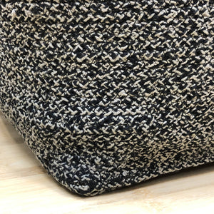 Square Jute & Grey Woven Pouf