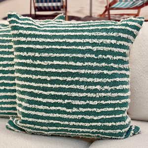 Teal Shag Stripe Pillow