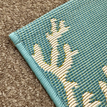 Load image into Gallery viewer, Aqua &amp; White Sea Life Washable Rug
