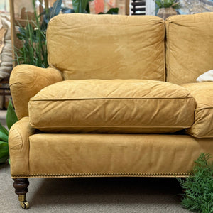 Hickory Chair Caramel Suede Sofa