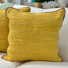 Load image into Gallery viewer, Yellow Pillow w/ Jute Trim
