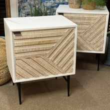 Load image into Gallery viewer, White/Natural Geometric Nightstand
