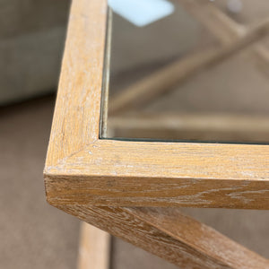 Washed Wood & Glass End Table