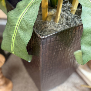 Faux Tall Plant In Metal Pot
