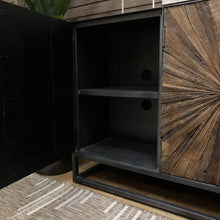 Load image into Gallery viewer, Industrial Wood &amp; Metal Starburst Cabinet

