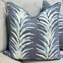Load image into Gallery viewer, Navy Palm Down Pillow
