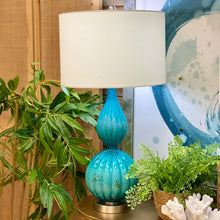 Load image into Gallery viewer, Aqua &amp; Gold Fluted Lamp
