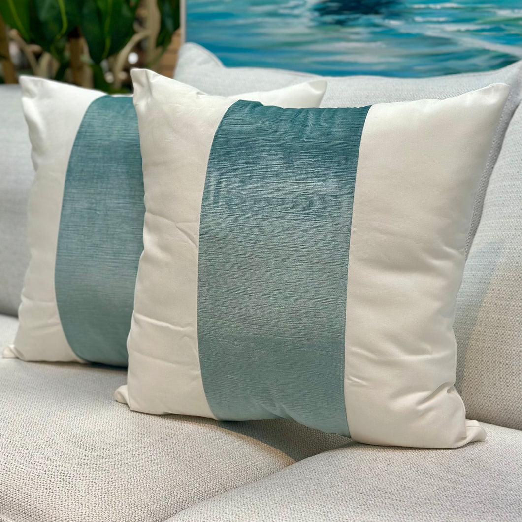 Aquamarine Velvet Panel Pillow