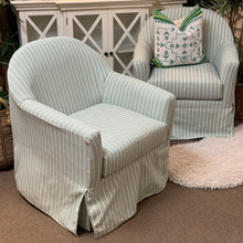 Load image into Gallery viewer, Green &amp; White Striped Swivel Chair
