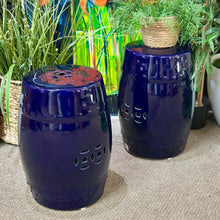 Load image into Gallery viewer, Navy Ceramic Garden Stool
