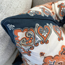 Load image into Gallery viewer, Orange/Navy Pattern Pillow
