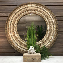 Load image into Gallery viewer, Two-Toned Natural Woven Mirror W/Fringe
