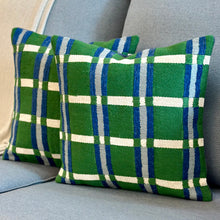 Load image into Gallery viewer, Green/Blue Plaid Pillow
