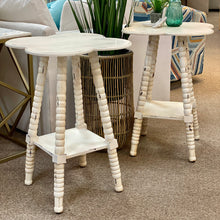 Load image into Gallery viewer, Ivory Distressed Clover Side Table
