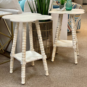 Ivory Distressed Clover Side Table