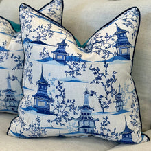 Load image into Gallery viewer, Blue Chinoiserie Down Pillow
