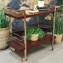 Load image into Gallery viewer, Gold/Espresso Bar Cart
