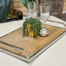 Load image into Gallery viewer, Wood Tray w/ Silver Handles
