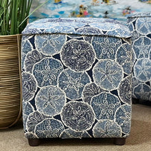 Load image into Gallery viewer, Blue Sand Dollar Ottoman
