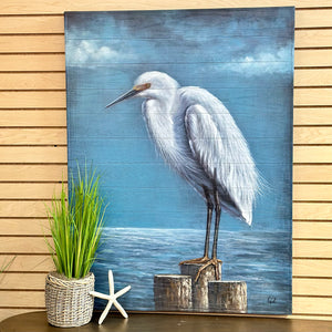 Moody Heron On Wood