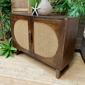 2DR Wood & Cane Cabinet