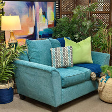 Load image into Gallery viewer, Teal Loveseat W/Patterned Cushion
