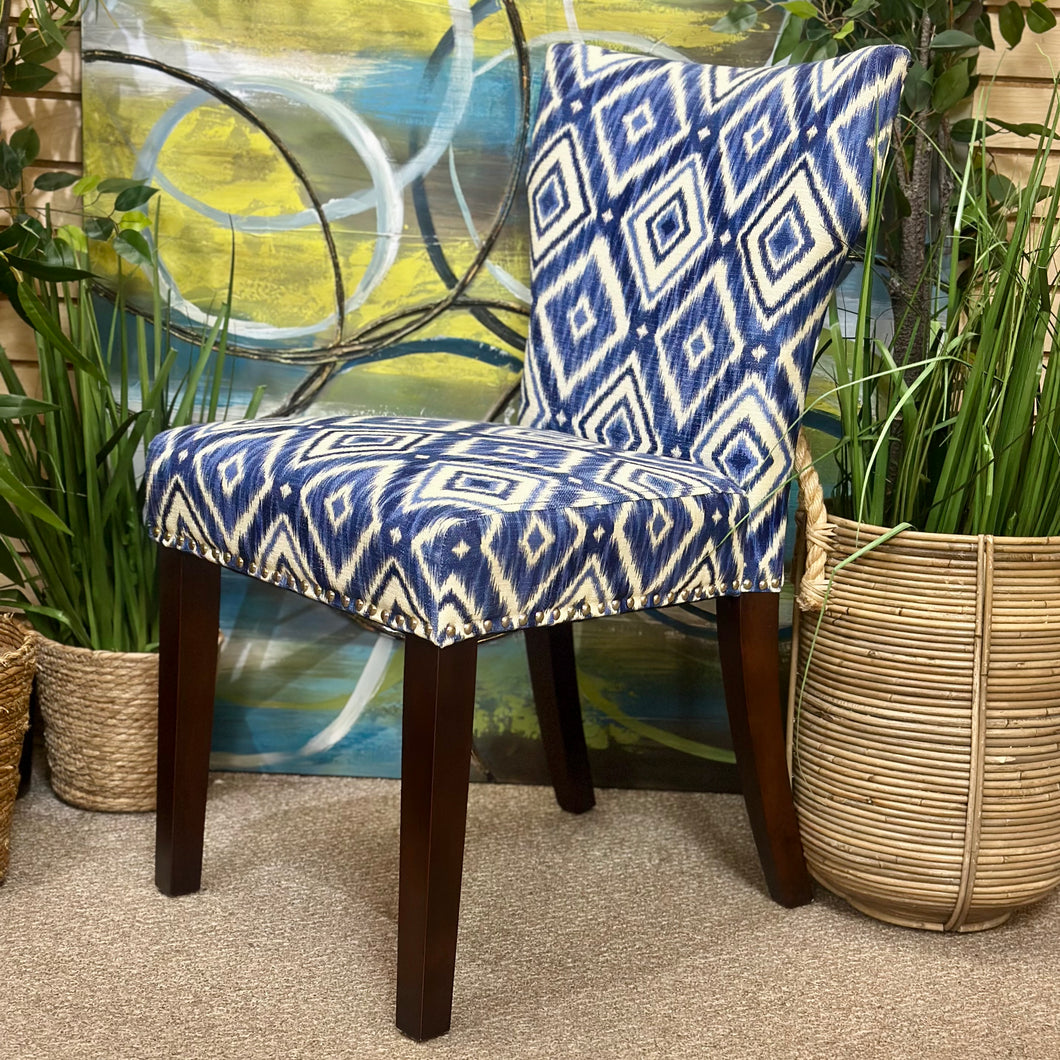 Blue Diamond Pattern Dining Chair